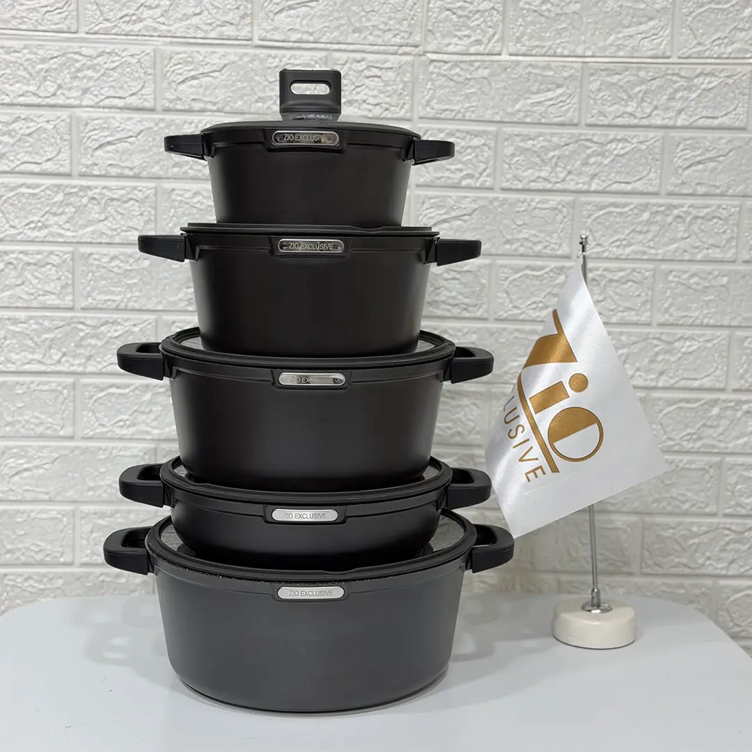 سرویس قابلمه 10 پارچه گرانیتی زیو طرح ژولیپ مدل ZCS_8620_32