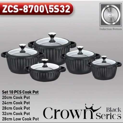 سرویس قابلمه 10 پارچه گرانیتی زیو مدل ZCS-8700/5S32 کیفیت تضمینی
