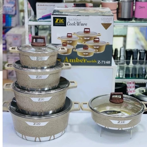 سرویس قابلمه زیو مشکی 7145 گرانیت زیو طرح آمبر مدل Zio Z-7145