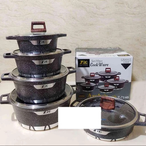 سرویس قابلمه زیو مشکی 7145 گرانیت زیو طرح آمبر مدل Zio Z-7145