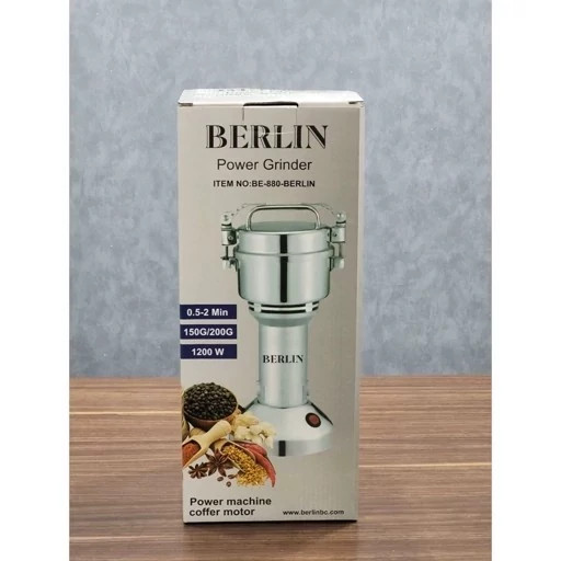 آسیاب صنعتی برلین 200 گرم 1200 وات مدل Berlin BE-880 با گارانتی یکساله